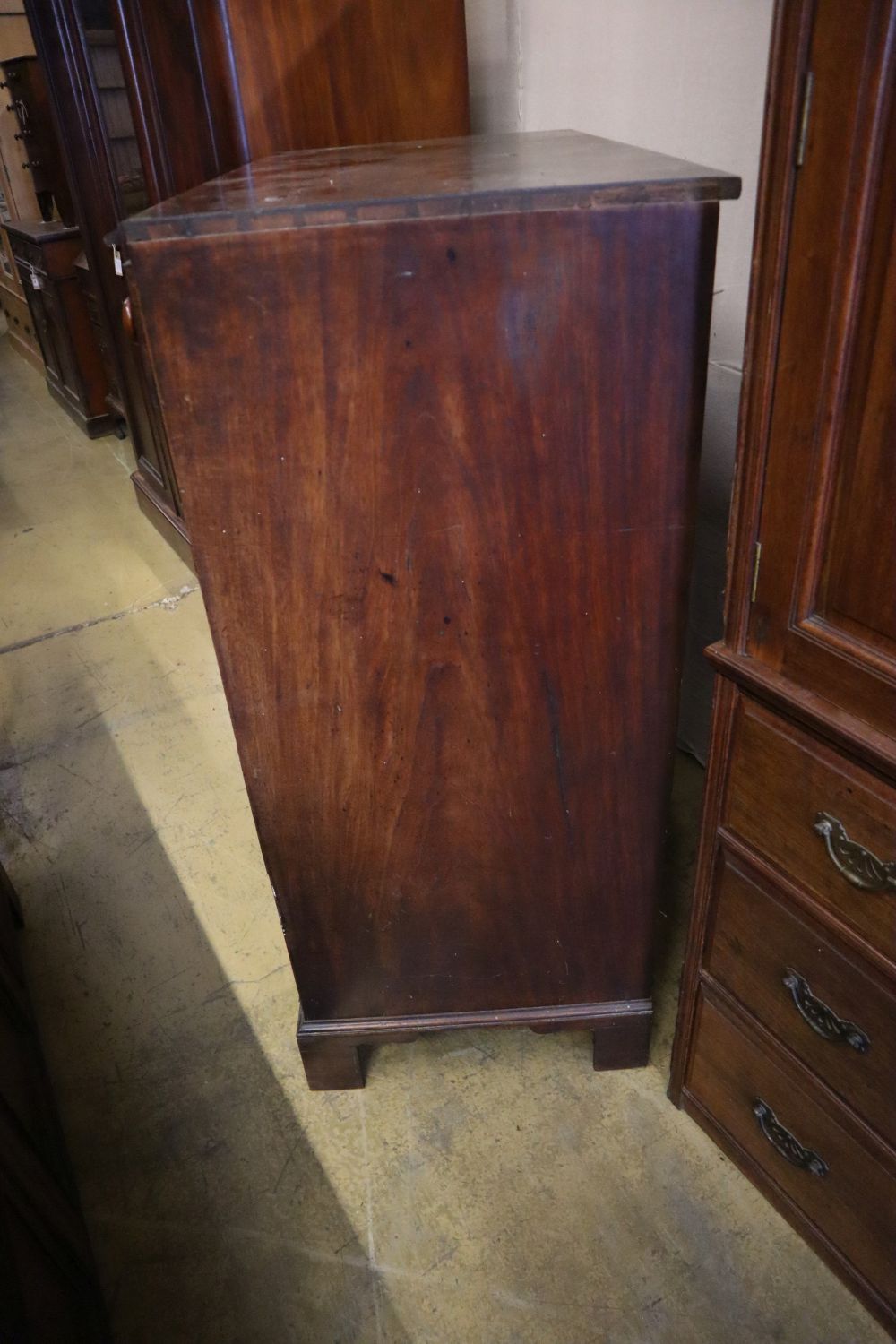 A tall early Victorian mahogany chest of drawers, width 107cm depth 57cm height 130cm